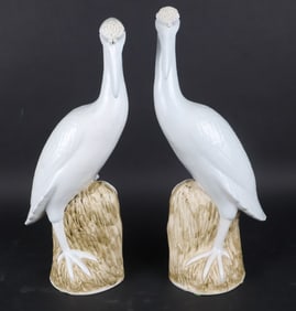 Pair of Decorative Chinese Ceramic Cranes