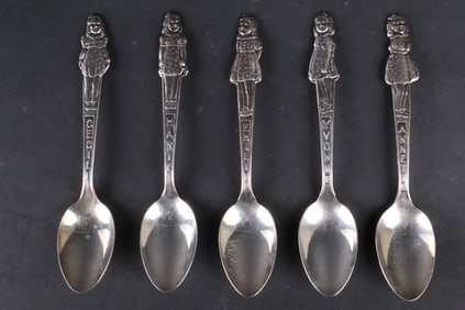Group of Silver Plated Spoons Depicting Young Women