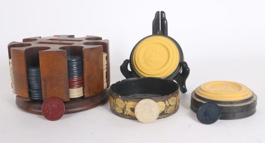 Partial Set of Vintage Casted Resin Poker Chips