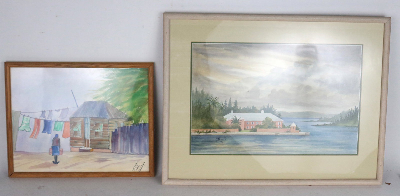 Two Framed Watercolors Depicting Beach Scenes (1 of 5)