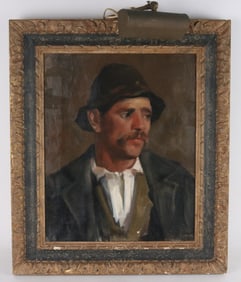Portrait of Man with Mustache, Oil on Canvas
