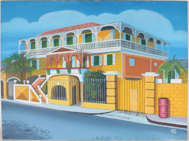 Lloyd "Dove" Braffith, Crucian, 1940-2002, "Victoria House", Oil on Canvas