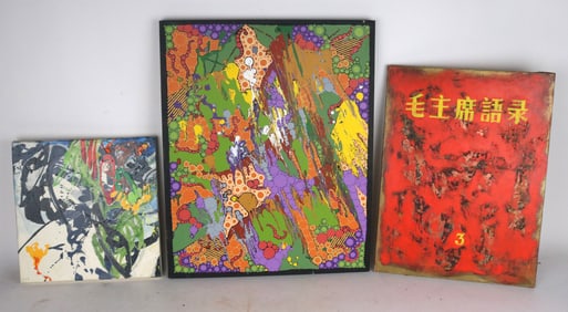 Group of Abstract Paintings on Canvas