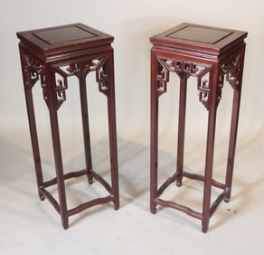 Pair of Hardwood Asian Plant Stands