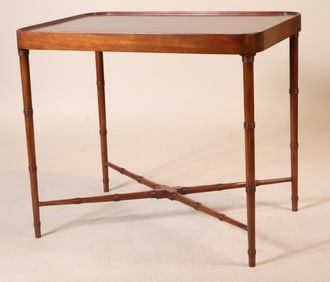 Rattan Style Mahogany Occasional Table