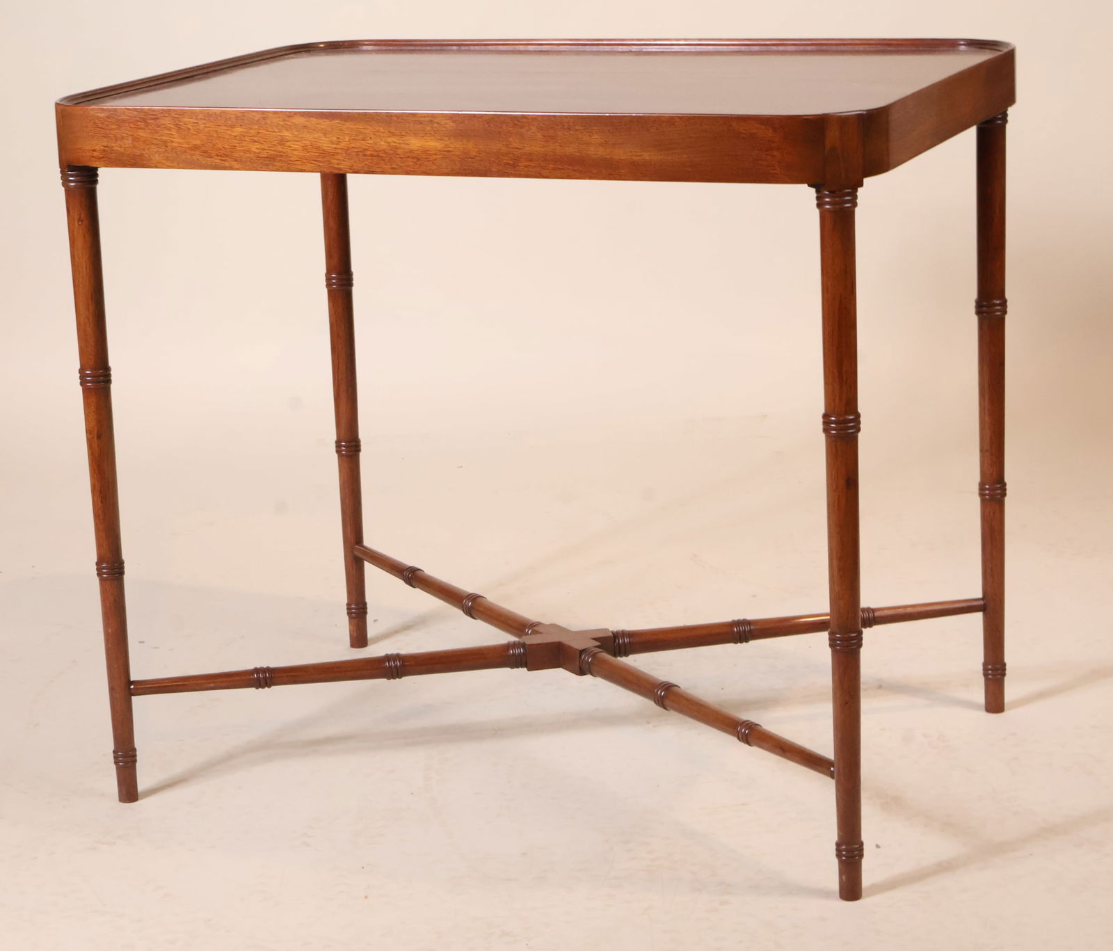 Rattan Style Mahogany Occasional Table (1 of 8)