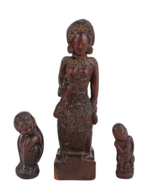 Carved Hardwood Monkey-Form Okimono