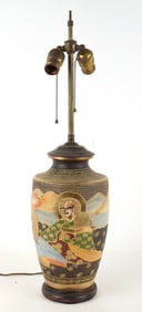Meiji Style Japanese Satsuma Vase Mounted as Lamp