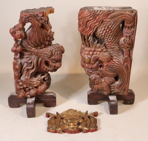 Pair of Painted Southeast Asian Architectural Elements