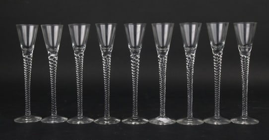 Nine Twisted Stem Apertif Glasses