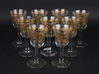 Nine Parcel-Gilt Wine Goblets