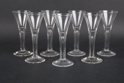 Seven Teardrop Glass Wine Glasses