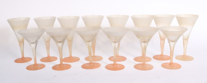 Group of Dorothy Thorpe Frosted Cocktail Glasses