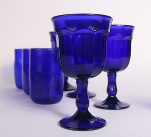 Group of Eight Cobalt Colored Glass Cups