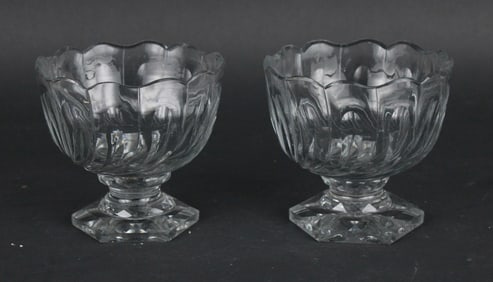 Pair of Colorless Glass Footed Compotes