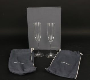 Pair of Steuben Glass Champagne Flutes