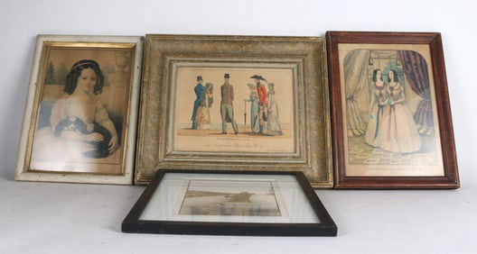Assortment of Framed Antique Vintage Prints along with a Photograph