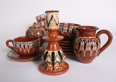 Set of Bulgarian Troyan Redware Pottery Items