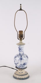 Ceramic Blue and White Vase Fitted as Lamp
