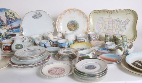 Large Group of Porcelain Souvenirs