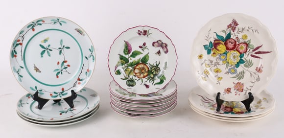 Group of Floral-Decorated and Botanical Dinner Plates