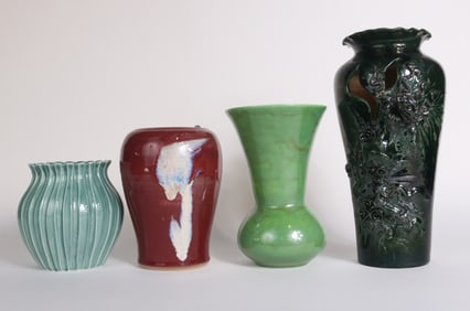 Four Glazed Ceramic Vases