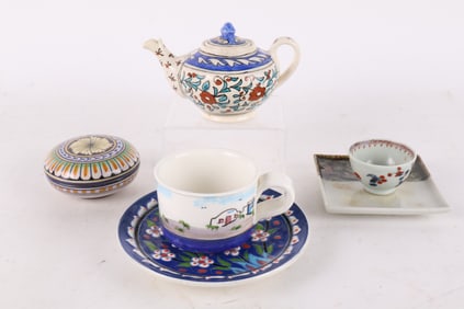 Six Handmade Painted and Glazed Ceramic Articles