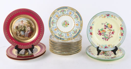 Group of Floral-Decorated and Pictorial Plates