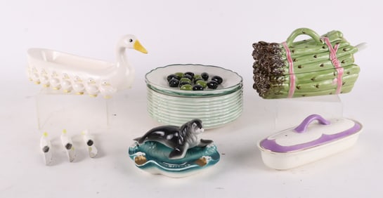 Asparagus Form Porcelain Container with Ladle