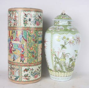 Rose Medallion Style Porcelain Umbrella Stand