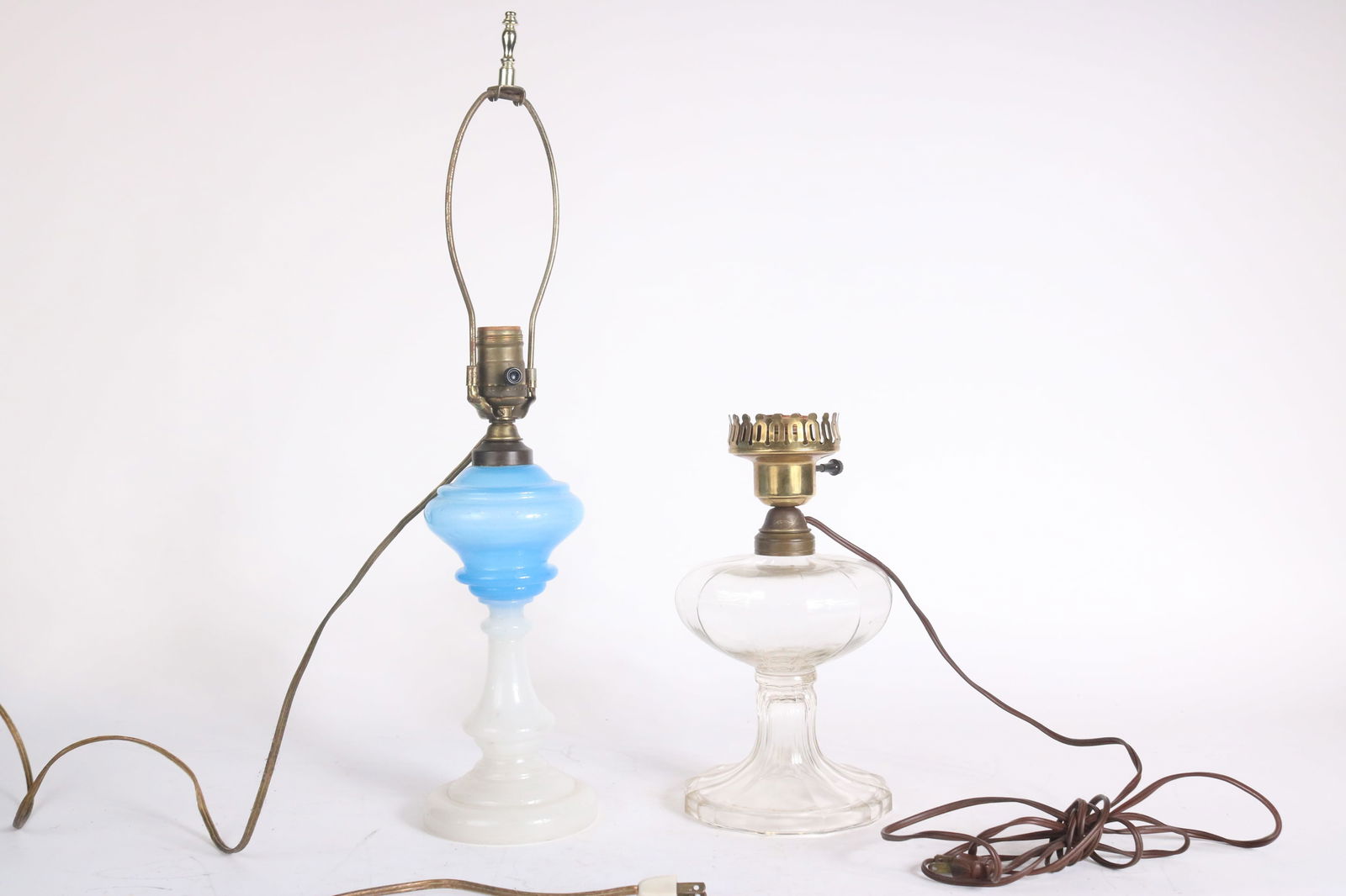 Two Electrified Glass Oil Lamps (1 of 1)