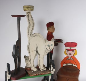 Three Painted and Polychrome-Decorated Ashtray/Card Stands