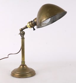 Antique Brass Hooded Adjustable Desk Lamp
