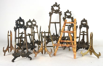 Nine Decorative Brass Miniature Easels