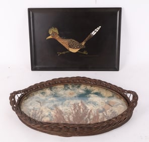 Vintage Couroc of Monterey "Roadrunner" Wood Inlay Tray