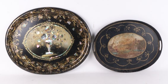 Inlaid Mother of Pearl Papier Mache Tray