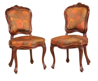 Pair of Victorian Carved Mahogany Side Chairs