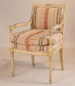Louis XVI Style White Painted Upholstered Armchair