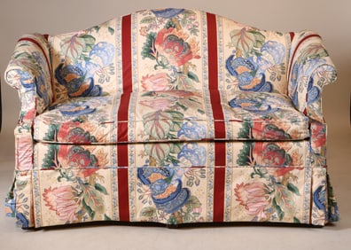 Chippendale Style Upholstered Camelback Settee