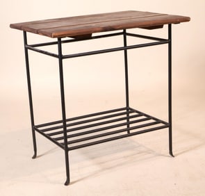 Black Metal Table with Wood Top