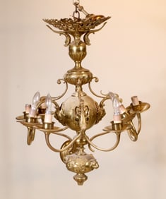 Large French Bronze and Brass Chandelier