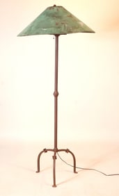 Floor Lamp with Patinated Metal Shade