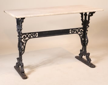Cast-Iron Base Table with Marble Top