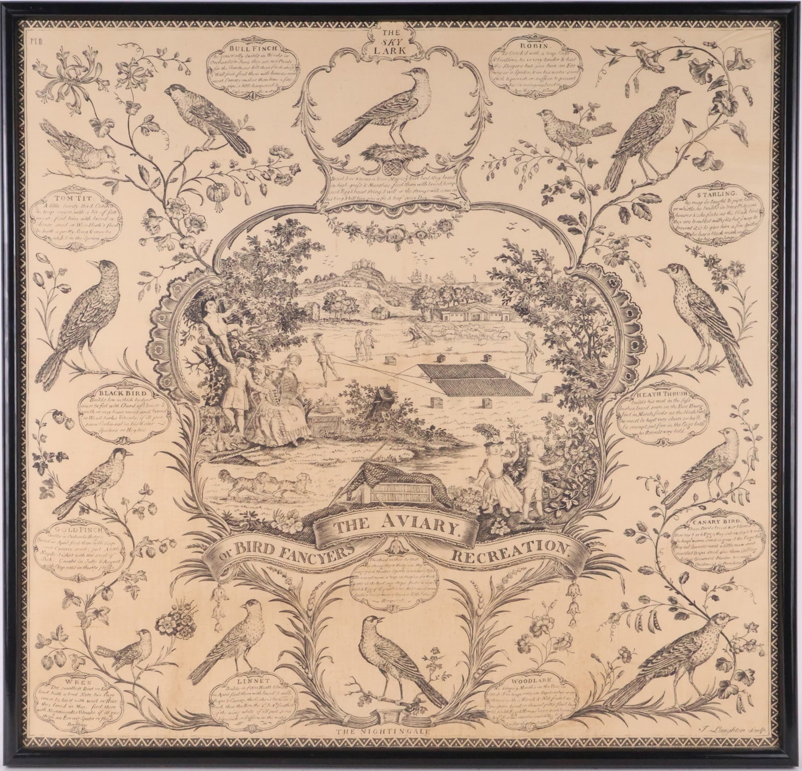Williamsburg Reproduction of an 18th C. Linen Printed Kerchief: Williamsburg Reproduction of an 18th C. Linen Printed Kerchief 20th C. 27 x 28 in. (68.6 x 71.1 cm.)