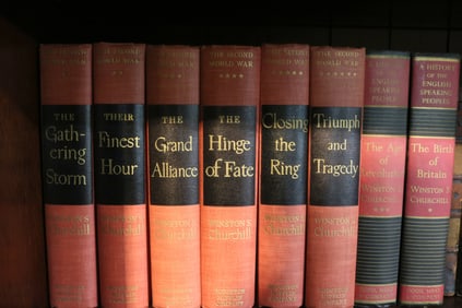Books by Winston Churchill, Charles Dickens, Longfellow and Robert Browning