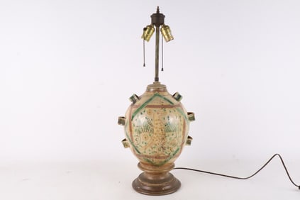 Glazed Ceramic Vase Mounted as Lamp with Eagle Motif