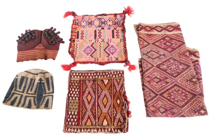 Group of Central American Woven Hats and Textiles
