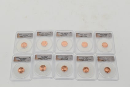 Group of Ten Assorted ANACS Certified Pennies