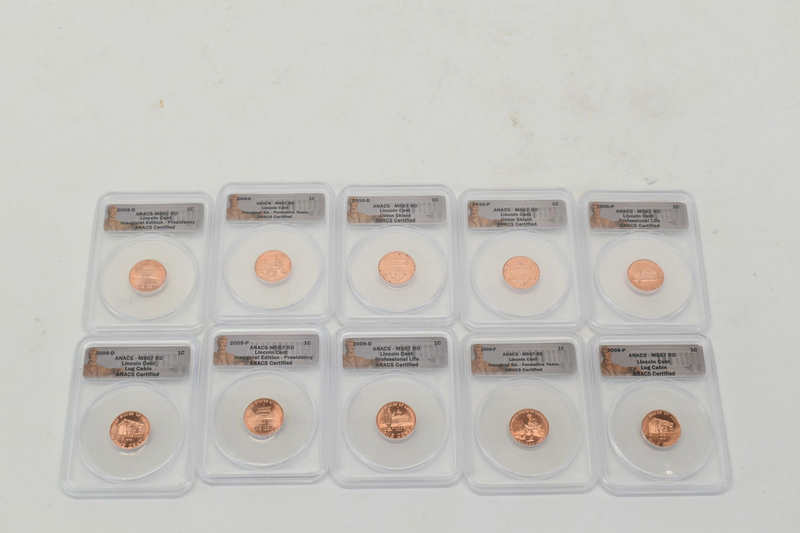 Group of Ten Assorted ANACS Certified Pennies (1 of 14)