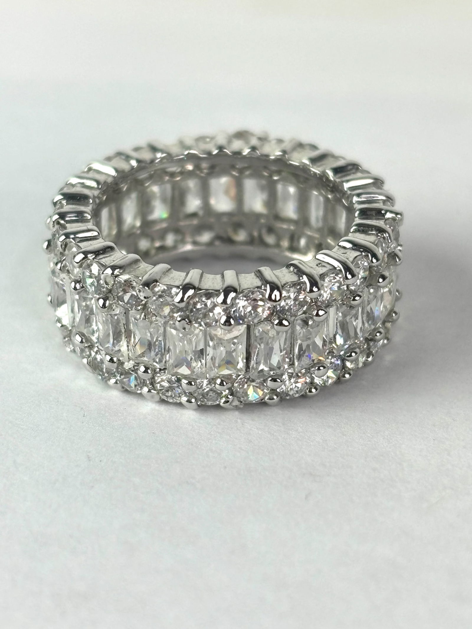 Sterling Silver and Colorless Stone Ladies' Eternity Band (1 of 2)